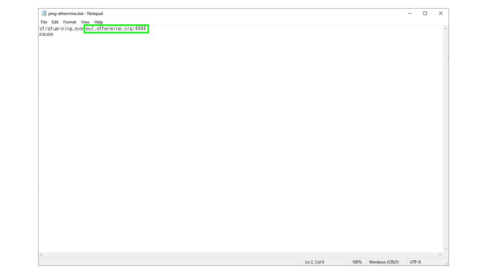 Mining Pool Latency Tester - Edit Pool Address